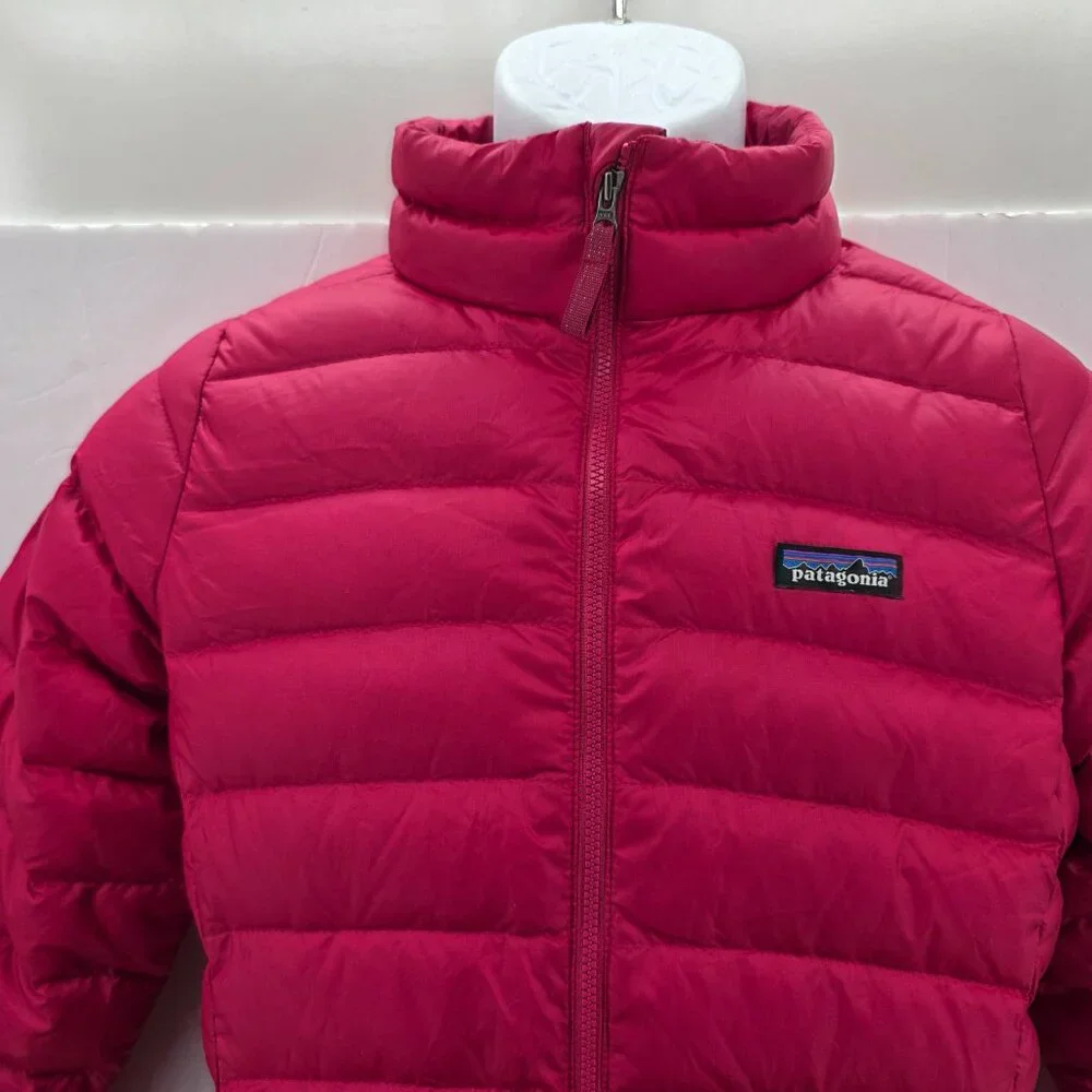 Boy’s Patagonia Down Sweater Full Zip Puffer Jacket Size XL 14 Pink Kids